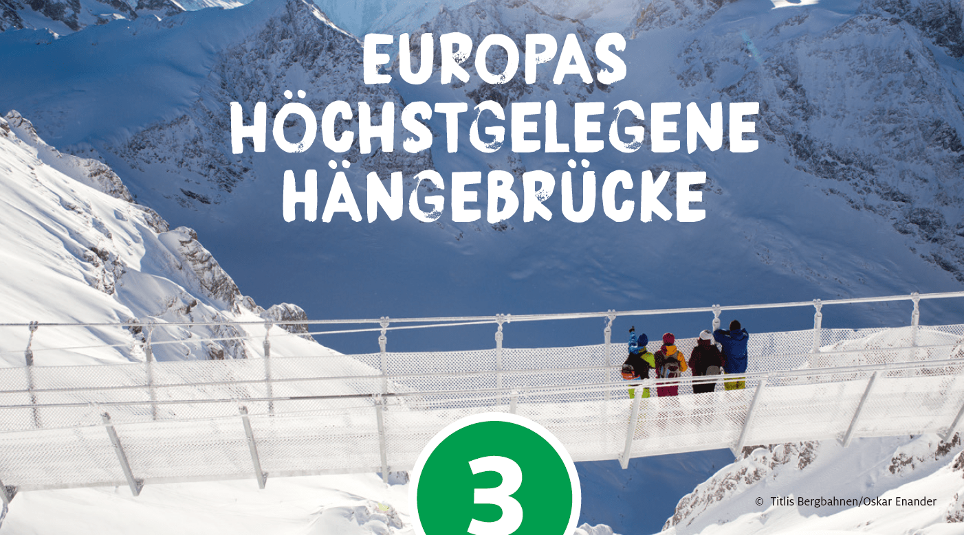 Hängebrücke mit Schnee