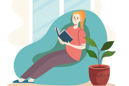 Grafik einer Frau, die liest