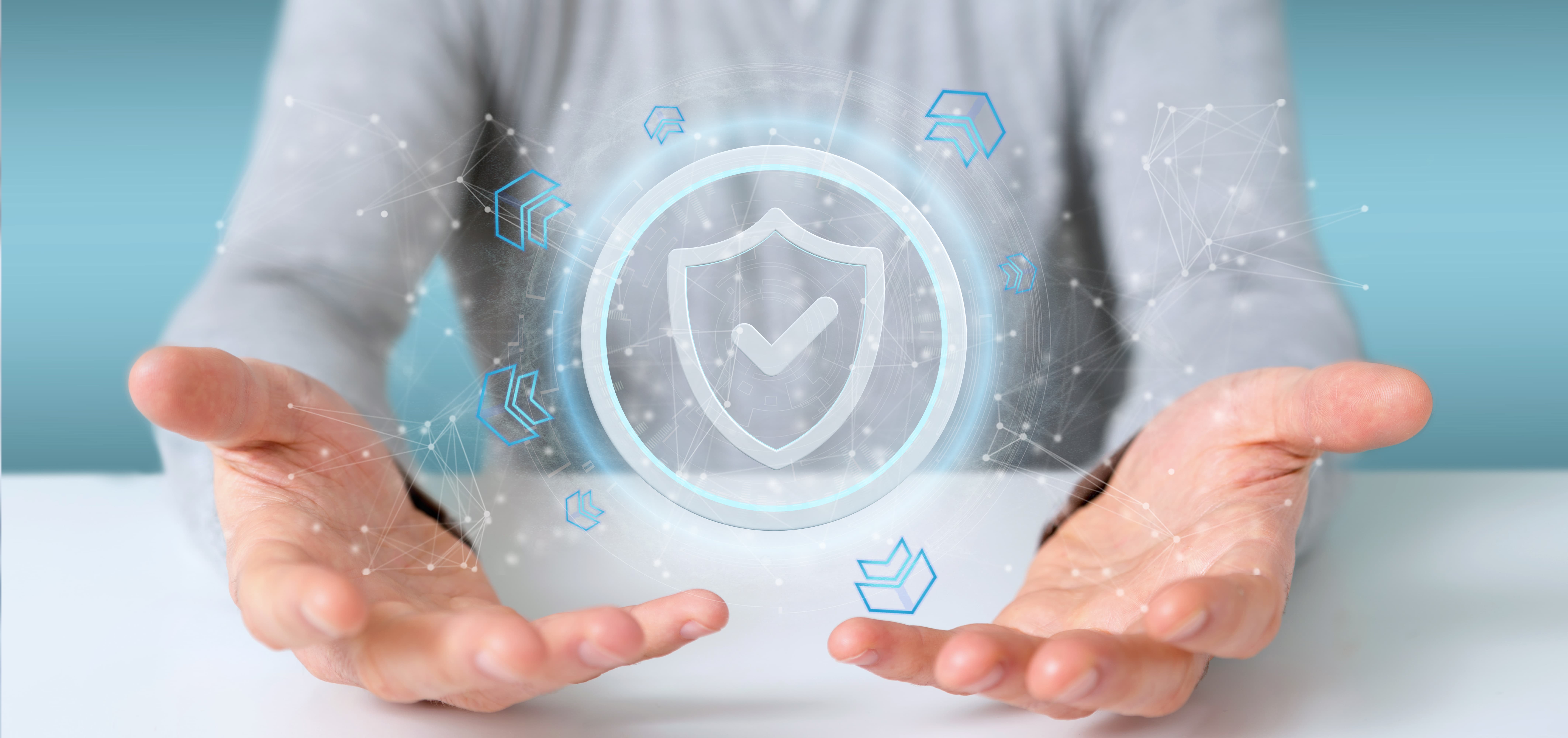 offene Hand mit virtuelle Grafiken